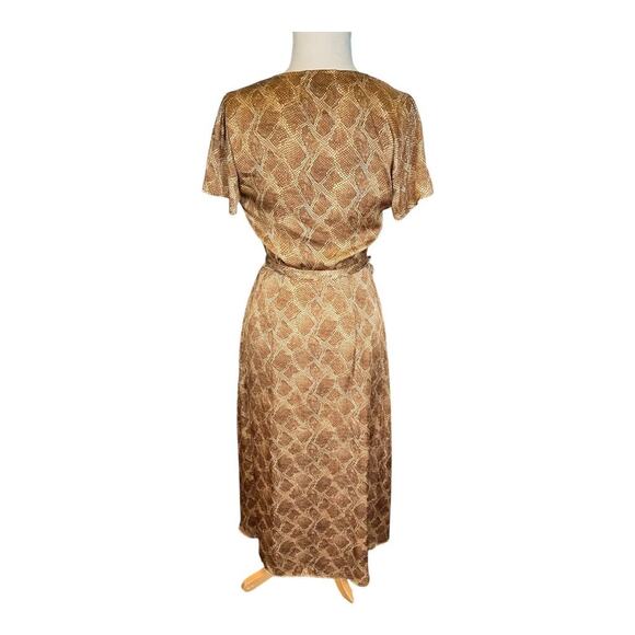 Paige Alayna Snakeskin Print Midi Dress in Bronze Size Small NWOT Belted Satin - Picture 11 of 16